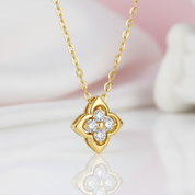 Four Leaf Clover Moissanite Necklaces 18k Gold Overlay