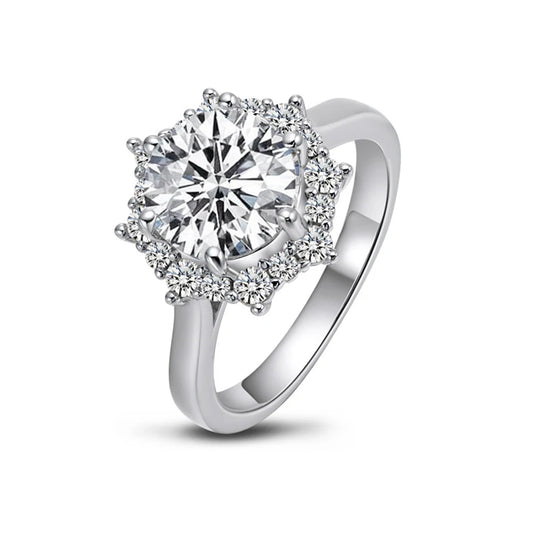 3ct Round Cut Diamond Snow Flake Engagement Ring-Black Diamonds New York