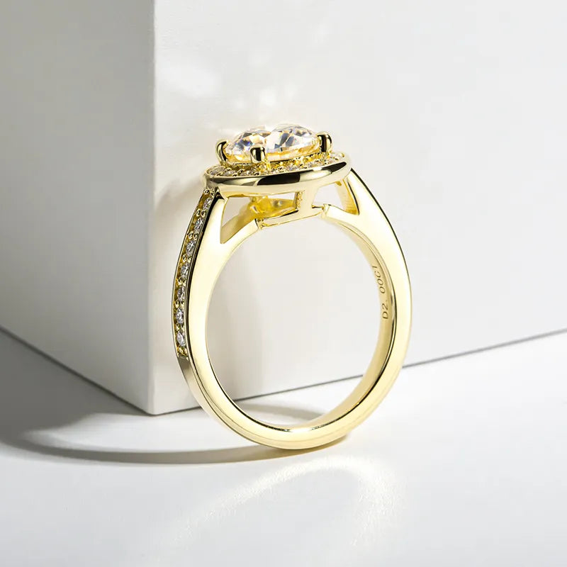 2.0ct Round Cut Moissanite 14k Yellow Gold Overlay Engagement Ring-Black Diamonds New York