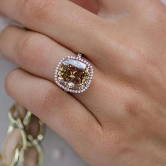 18k Rose Gold Cushion Cut Diamond Halo Engagement Ring-Black Diamonds New York