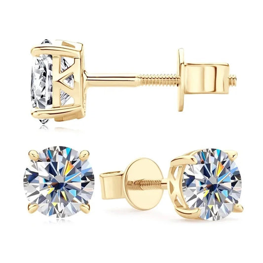 10K Yellow Gold 0.8 Ct Round Cut Diamond Stud Earrings-Black Diamonds New York