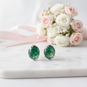 Elegant Natural Moss Agate Stud Earrings-Black Diamonds New York