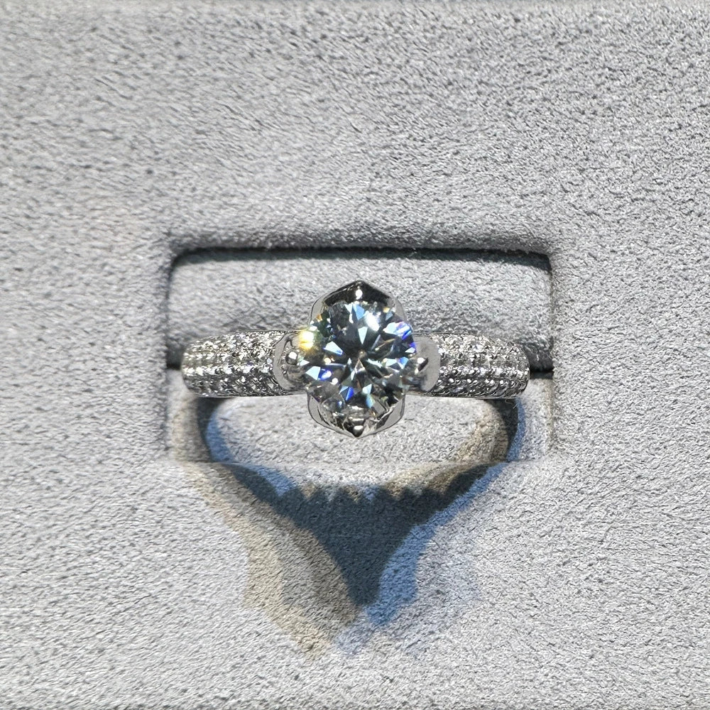 1.0 Ct Round Cut Diamond Engagement Ring-Black Diamonds New York