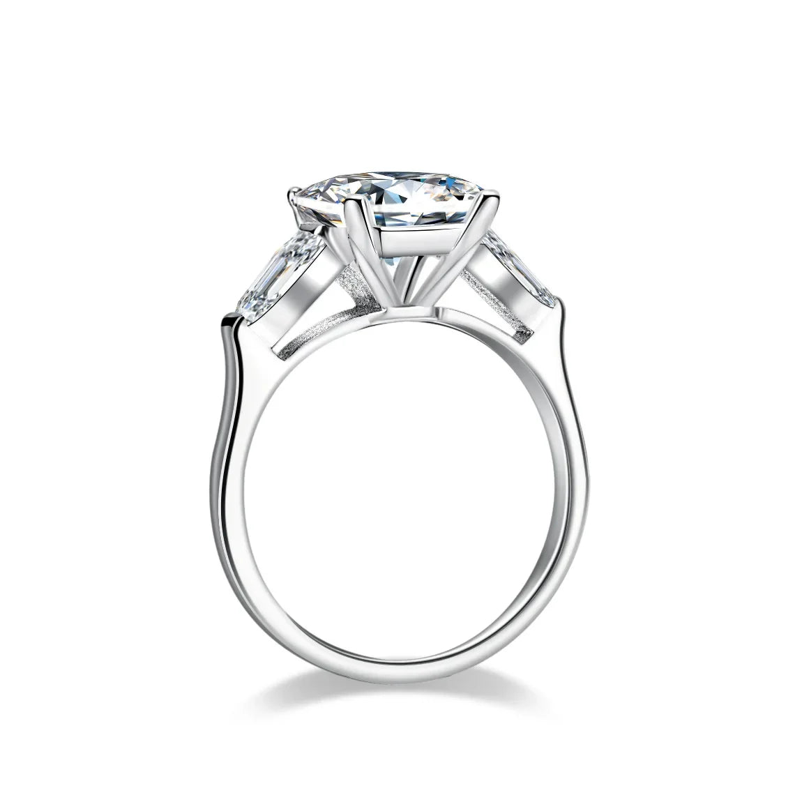 4.0 CT Emerald Cut Moissanite Diamond Platinum Engagement Ring-Black Diamonds New York