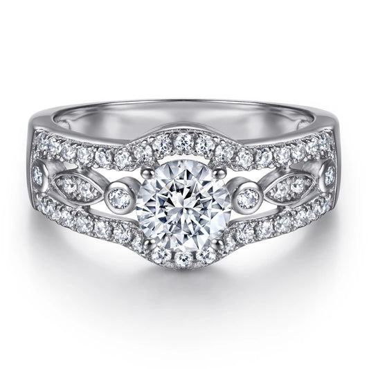 0.8 Ct Round Cut Moissanite Diamond Engagement Ring-Black Diamonds New York