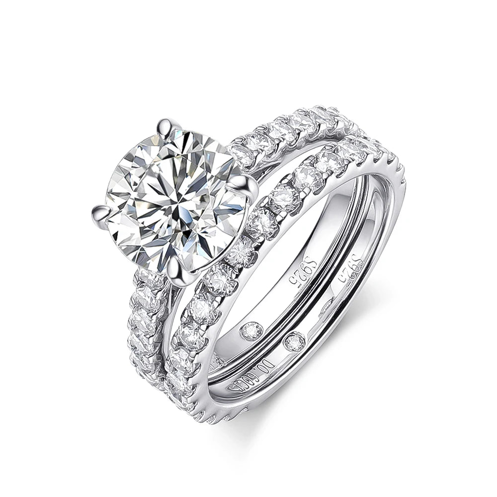 4.2 Ctw Round Moissanite Engagement Ring Set-Black Diamonds New York