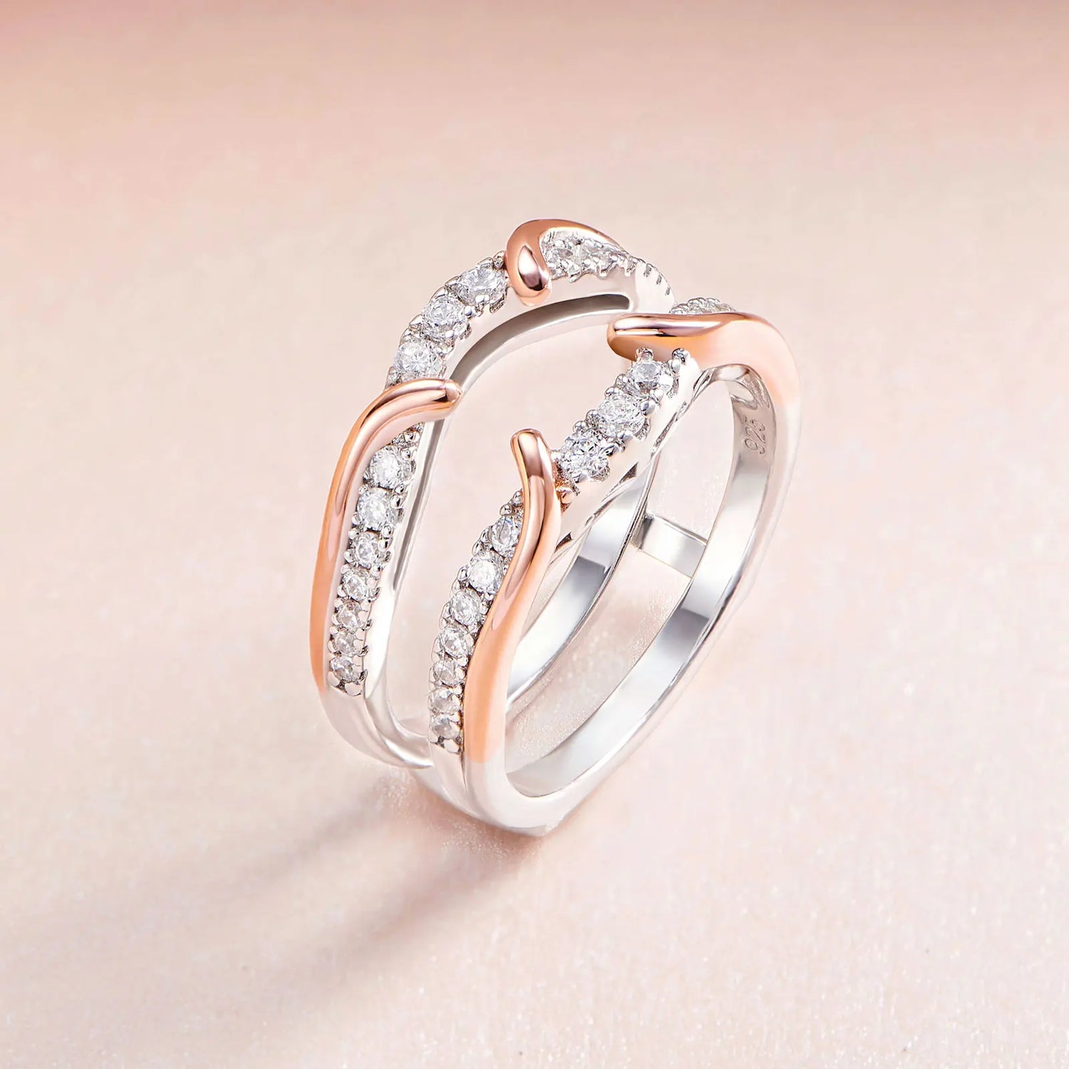 Created Diamond Rose Gold Accent Ring Enhancer-Black Diamonds New York