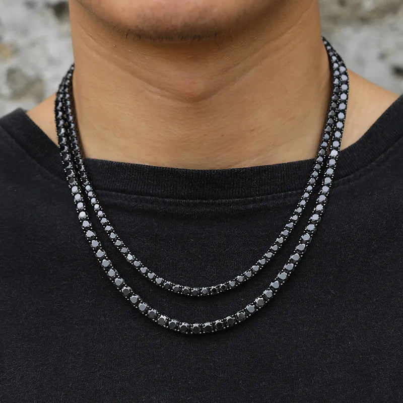 5mm Black Moissanite Unisex Gothic Necklace-Black Diamonds New York