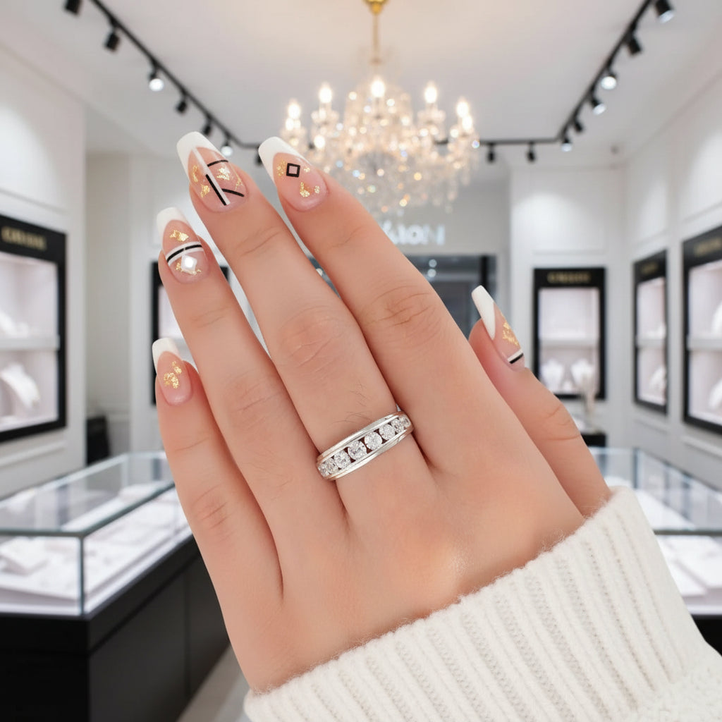 Elegant Round Cut Diamond Eternity Wedding Band-Black Diamonds New York