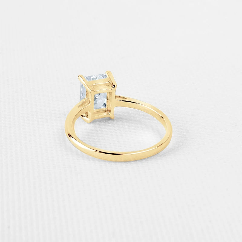 10K Yellow Gold Radiant Cut Moissanite Solitaire Engagement Ring-Black Diamonds New York