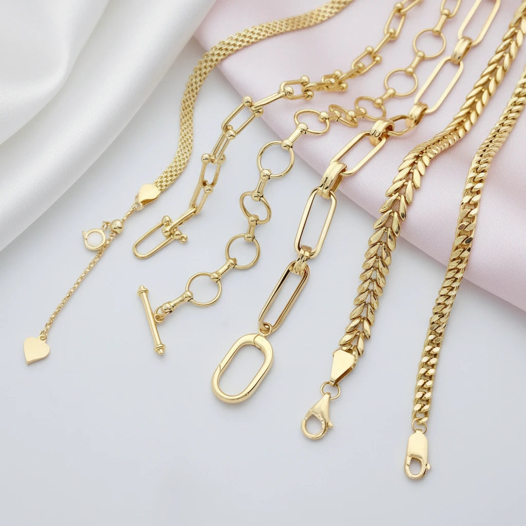 18k Yellow Gold Vintage Chain Bracelet-Black Diamonds New York