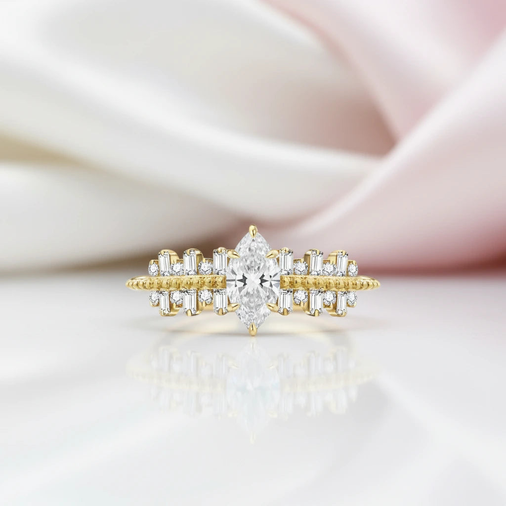 Classic Marquise-cut Diamond Option Engagement Ring-Black Diamonds New York