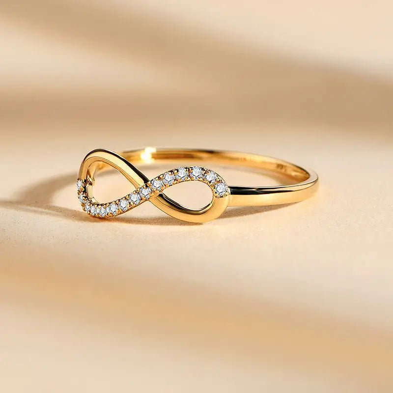 18k Yellow Gold Moissanite Diamond Infinity Engagement Ring-Black Diamonds New York