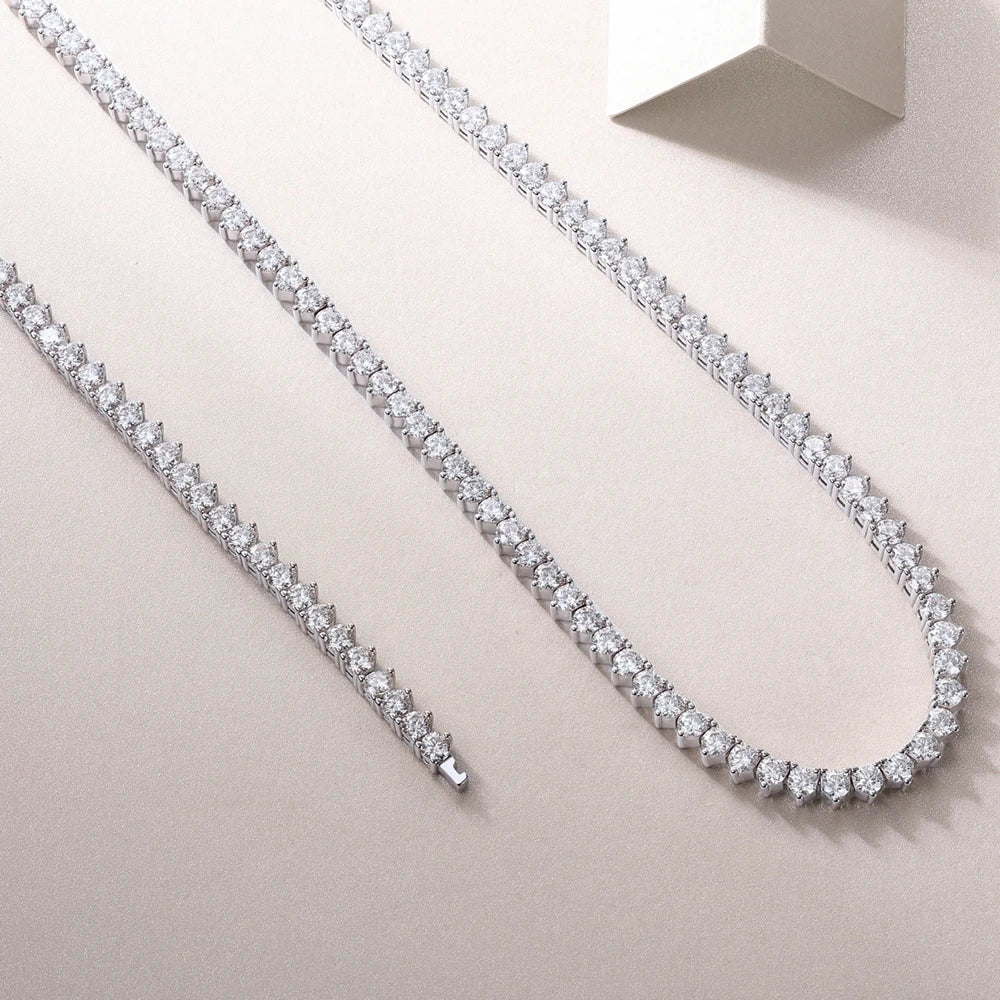 0.1 Ct Round Moissanite Diamond Tennis Chain Necklace-Black Diamonds New York