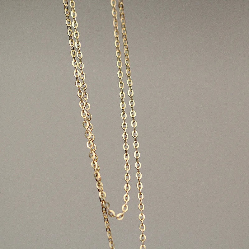 9k Yellow Gold Simple O Chain Necklace-Black Diamonds New York