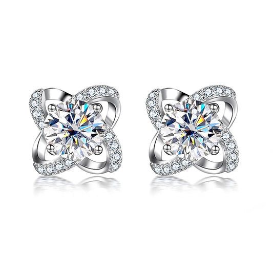 1.0 Ct Diamond Windmill Flower Stud Earrings-Black Diamonds New York