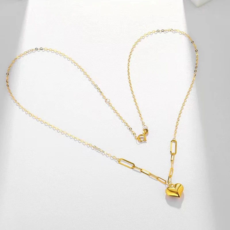 18k Yellow Gold Heart Clavicle Necklace-Black Diamonds New York
