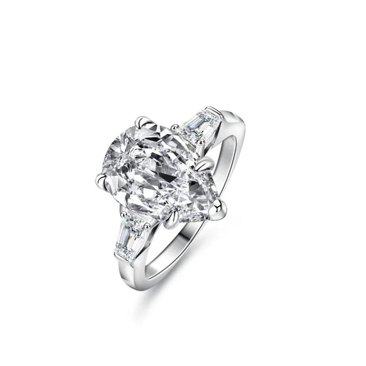 4.0 Ct Pear Cut Moissanite Engagement Ring-Black Diamonds New York