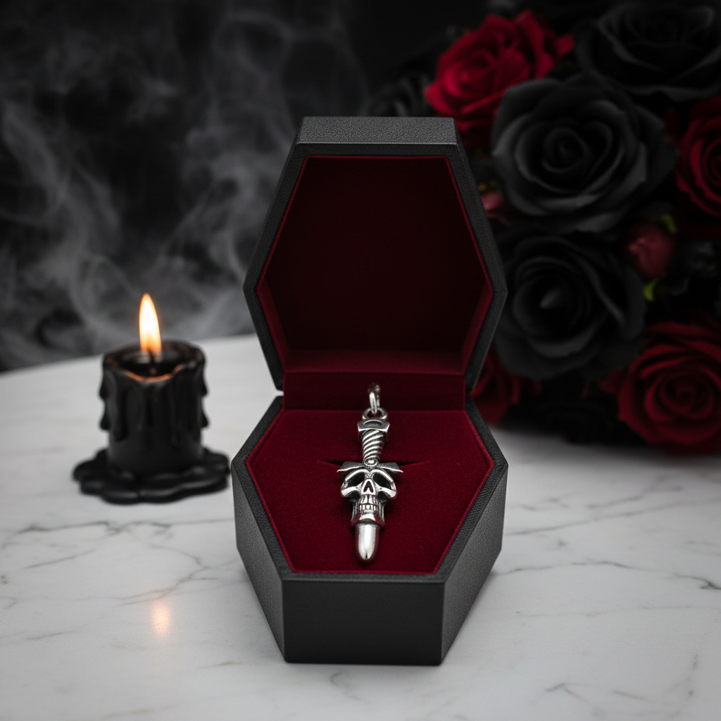 Vintage Punk Rock Skull Sword Pendant-Black Diamonds New York