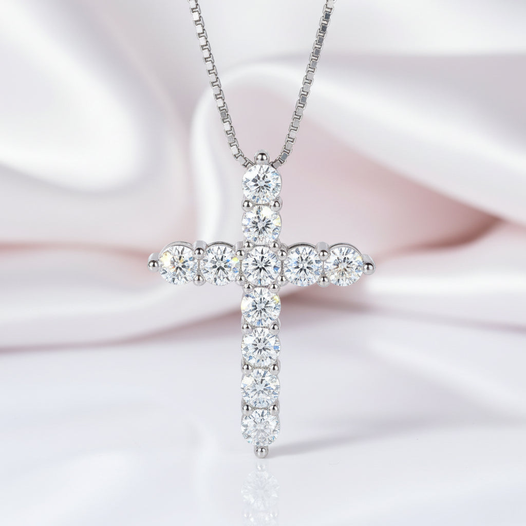 Certified Black Moissanite Cross Pendant Necklace-Black Diamonds New York