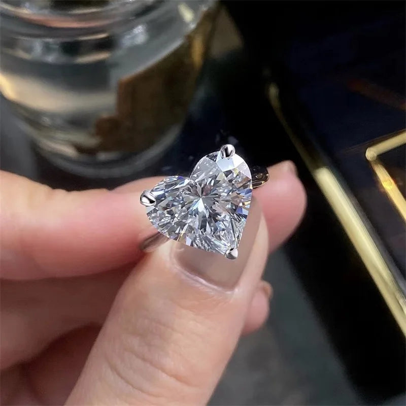 4.0 Ct Heart Cut Moissanite Diamond Solitaire Engagement Ring-Black Diamonds New York