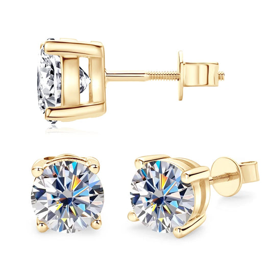 10k Solid Gold 2.0 Ct Round Cut Diamond Stud Earrings-Black Diamonds New York