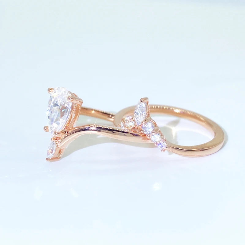 2.0 Ct Pear Cut Diamond Engagement Ring Set-Black Diamonds New York