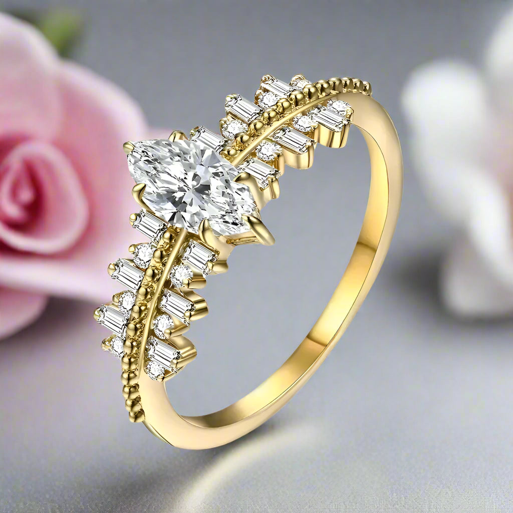 Classic Marquise-cut Diamond Engagement Ring-Black Diamonds New York