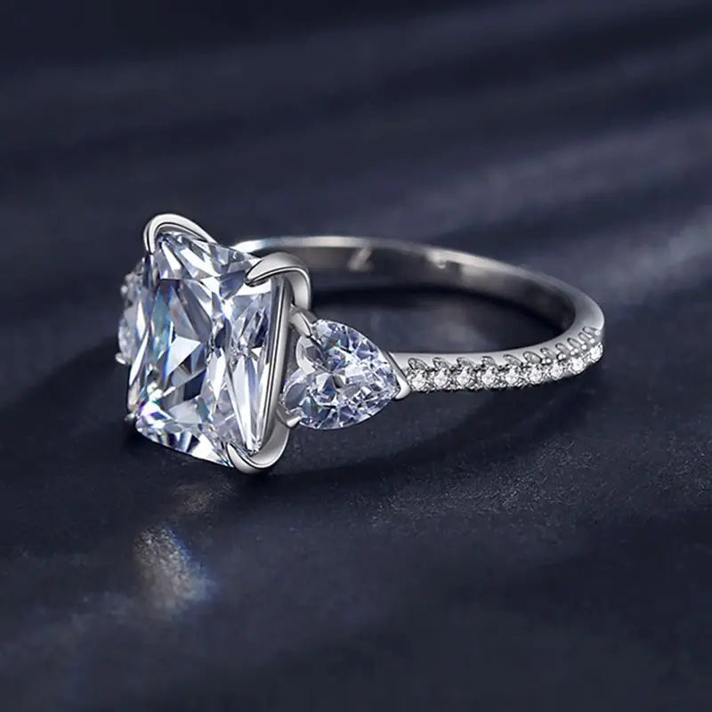 6.0 Ctw Three Stone Moissanite Engagement Ring-Black Diamonds New York