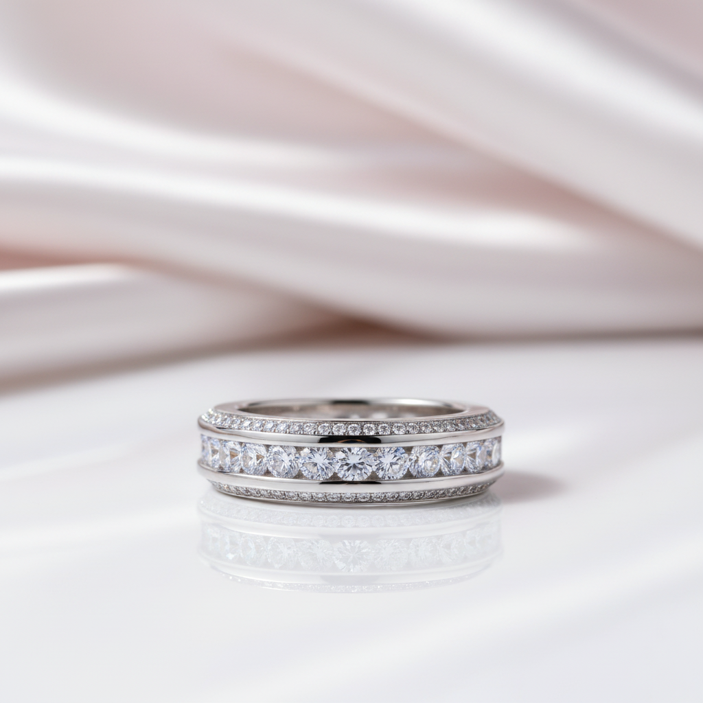 Round Diamond Option Eternity Wedding Band-Black Diamonds New York