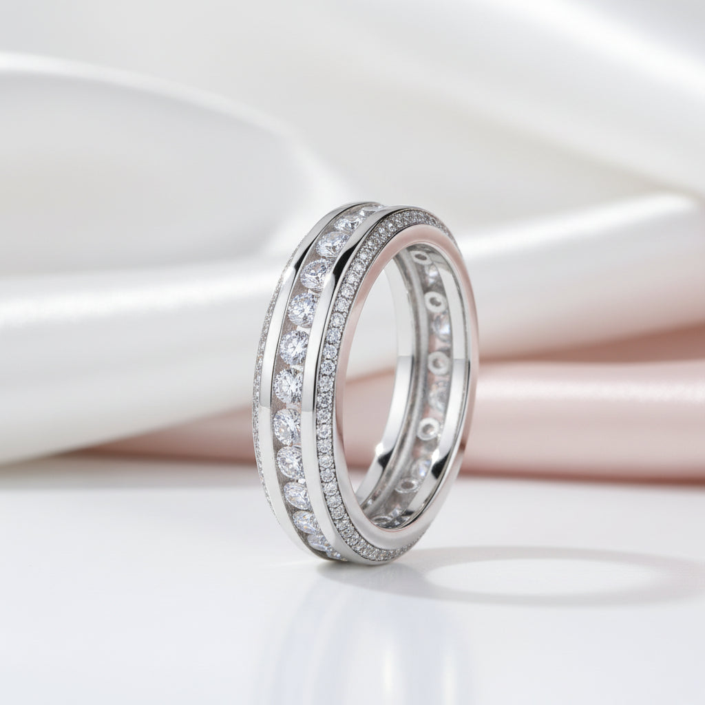 Round Diamond Option Eternity Wedding Band-Black Diamonds New York