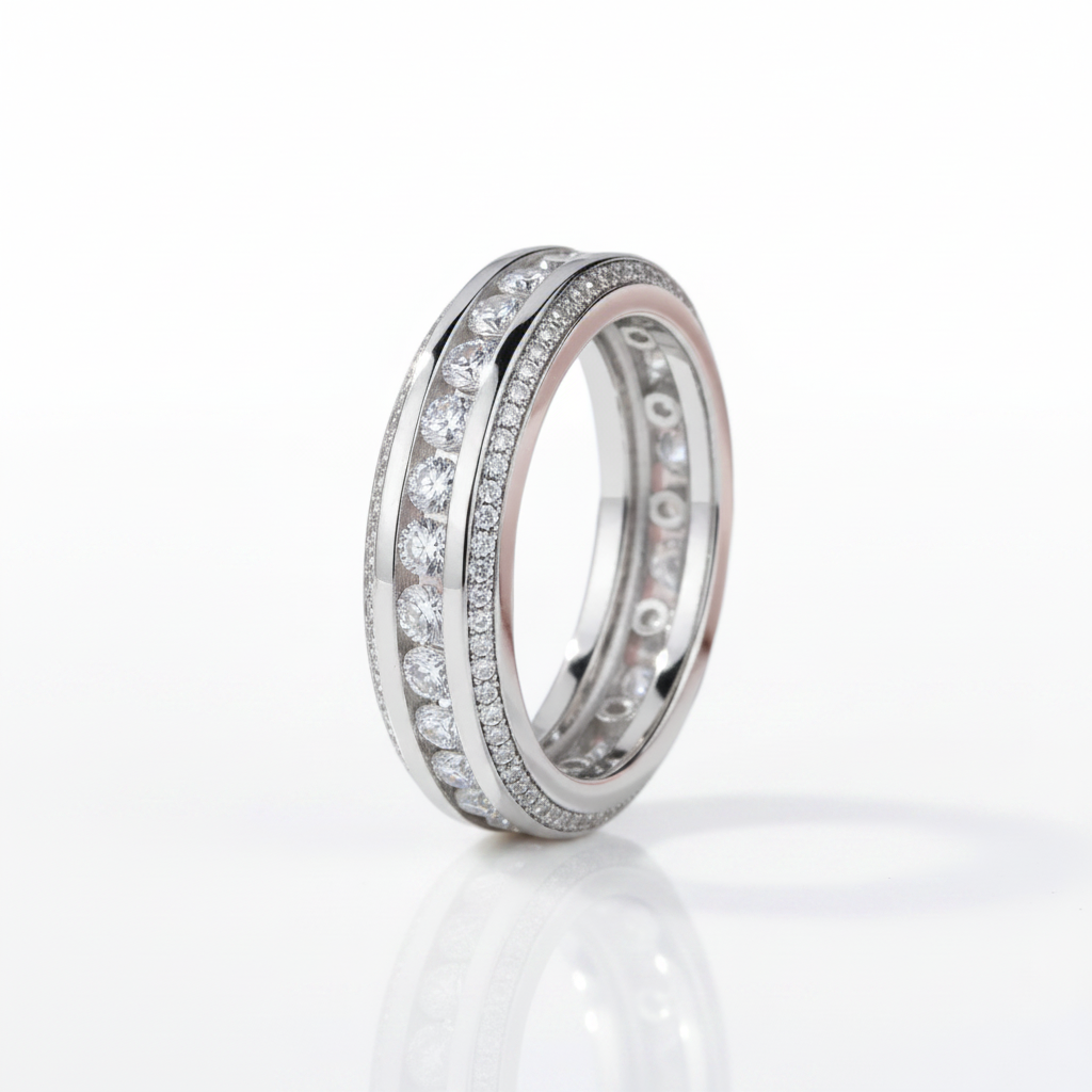 Round Diamond Option Eternity Wedding Band-Black Diamonds New York