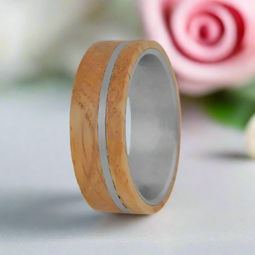 Solid Wood Titanium Steel Ring Men's Ring-Black Diamonds New York