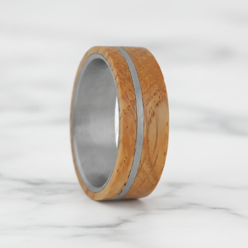 Solid Wood Titanium Steel Ring Men's Ring-Black Diamonds New York