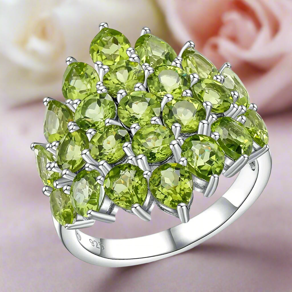 Unique Red Garnet Gemstone Ring-Black Diamonds New York