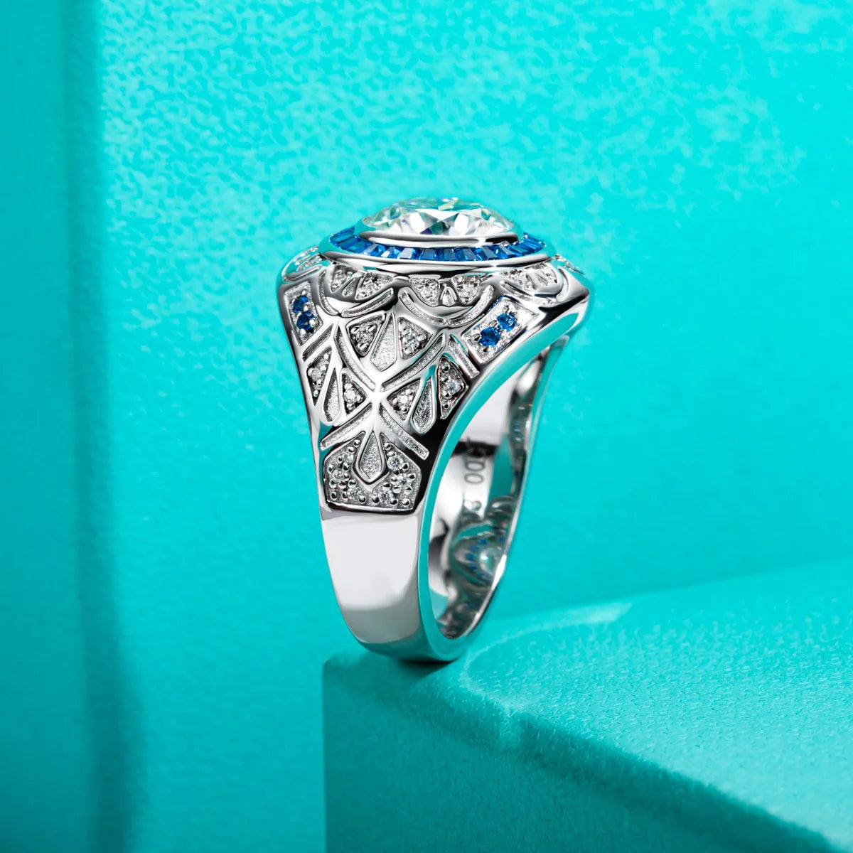 3.0 Ct Moissanite Vintage Mens Engagement Ring-Black Diamonds New York