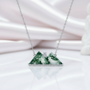 Green Moss Agate Mountain Necklace with Diamond-Black Diamonds New York