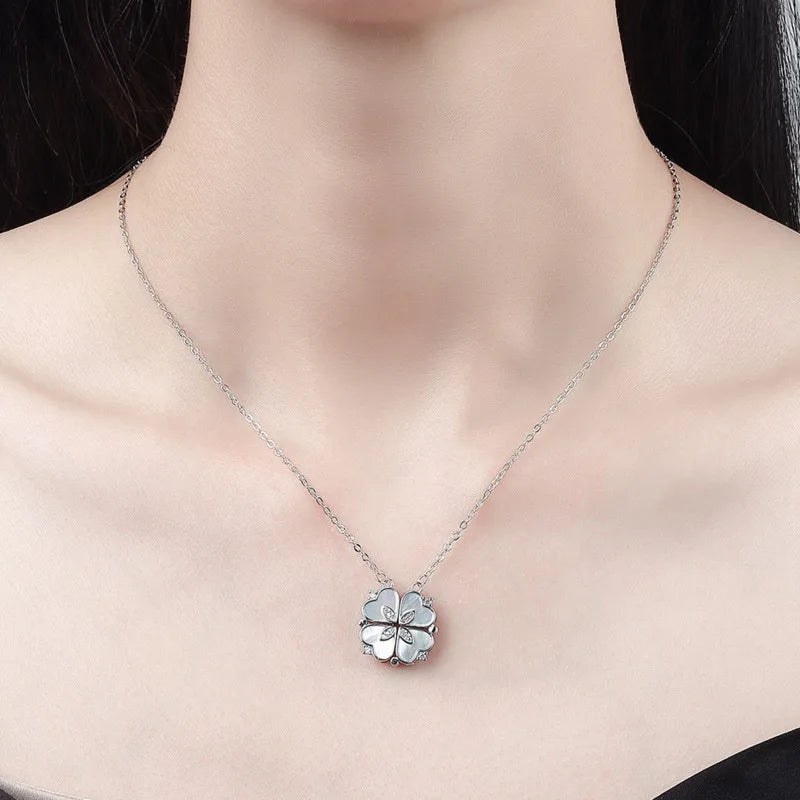 Round EVN Diamond Clover Pendant Necklace-Black Diamonds New York