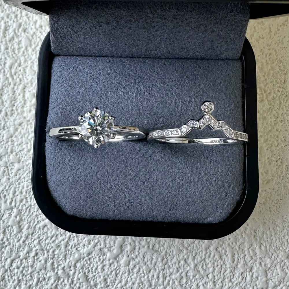 1.0 Ct Round Cut Diamond Engagement Ring Set-Black Diamonds New York