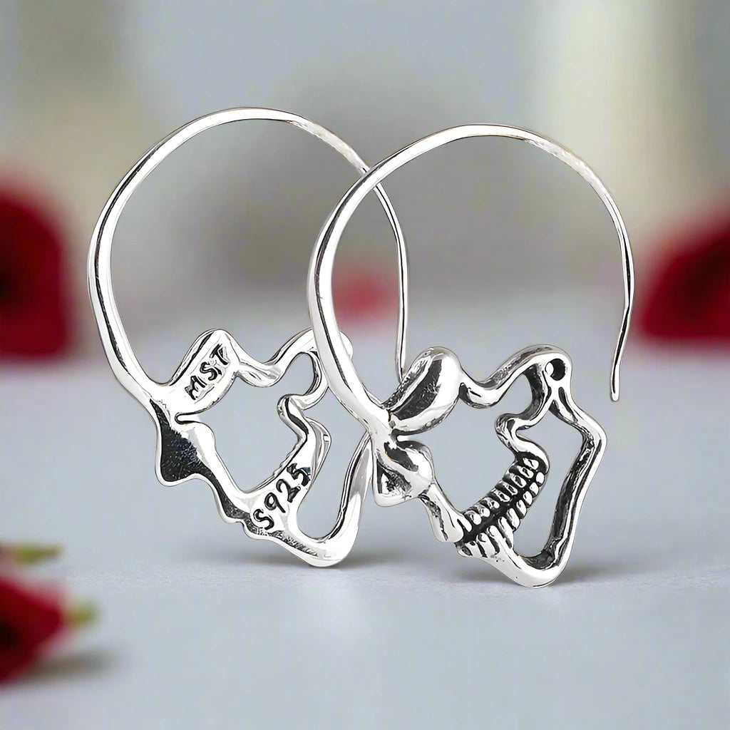 Retro Creative Elegant Skull Head Earrings-Black Diamonds New York