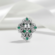 Skull Cross with Green Stones Charm-Black Diamonds New York