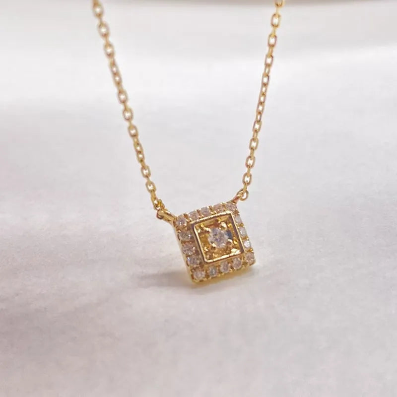 Solid 18K Yellow Gold Natural Diamond Pendant Necklace-Black Diamonds New York