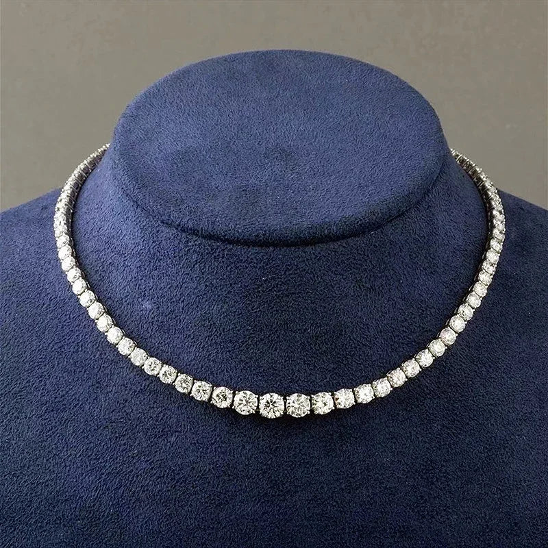 Elegant Round Cut Diamond Tennis Necklace-Black Diamonds New York