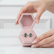 Geometry Cut Moss Agate Stud Earrings-Black Diamonds New York