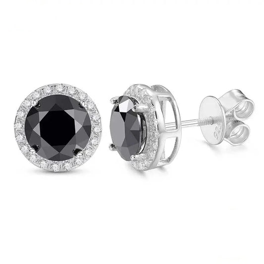 Classic 4.0 Ct Round Black Diamond Stud Earrings-Black Diamonds New York