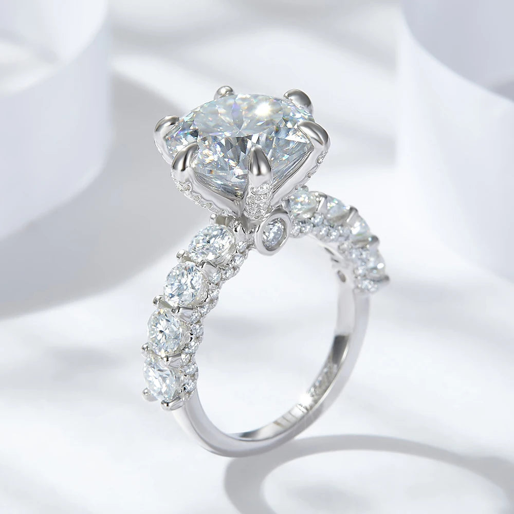 5.0 Ct Hundred Face Cut Moissanite Engagement Ring-Black Diamonds New York
