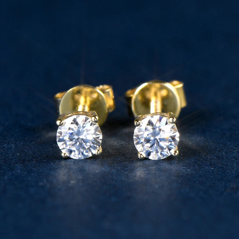 10K Solid Gold 0.3 Ct Moissanite Stud Earrings-Black Diamonds New York