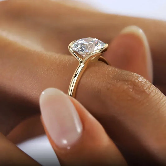 Exquisite 1.0 Ct Moissanite Half Bezel Solitaire Engagement Ring-Black Diamonds New York