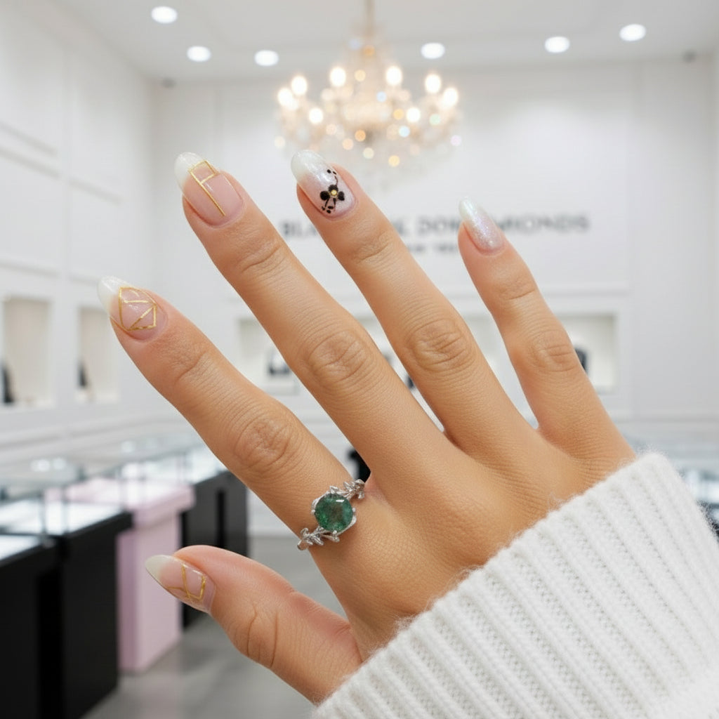 Natural Moss Agate Jewelry Set-Black Diamonds New York