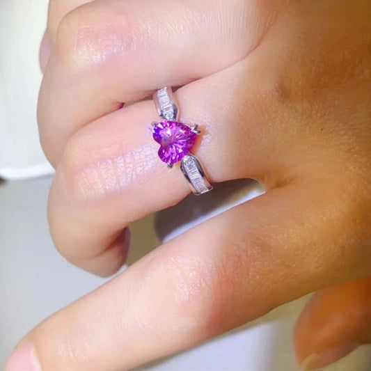 1.0 Ct Pink Heart Moissanite Diamond Engagement Ring-Black Diamonds New York